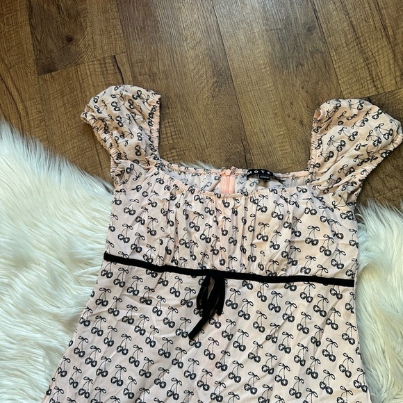 MOTEL Savio Mini Dress In Cherry Pink Bow Print - Picture 6 of 7